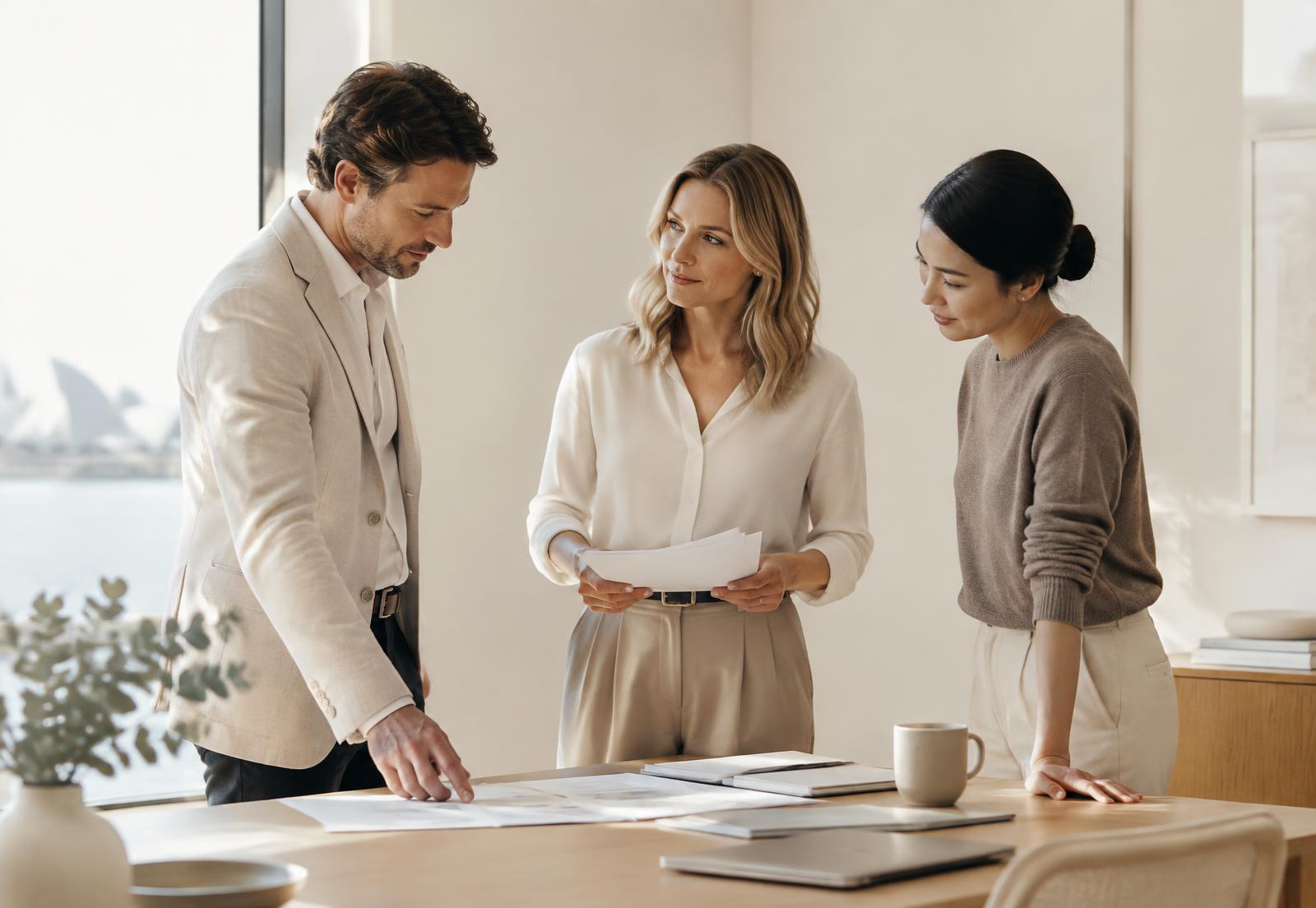 Members of the Halo Finance team talking through an application together